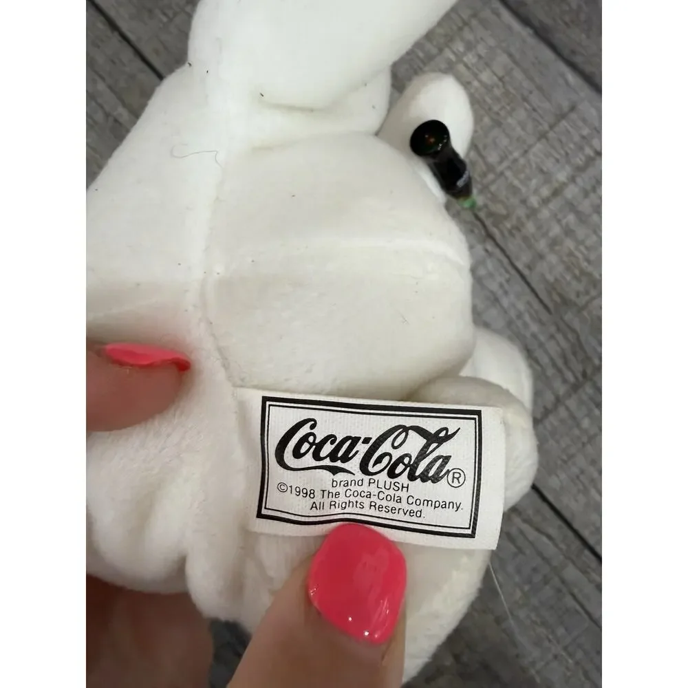 Coca-Cola Polar Bear Plush w/ Red Coca-Cola Hat & Bottle 1998 Soda Theme